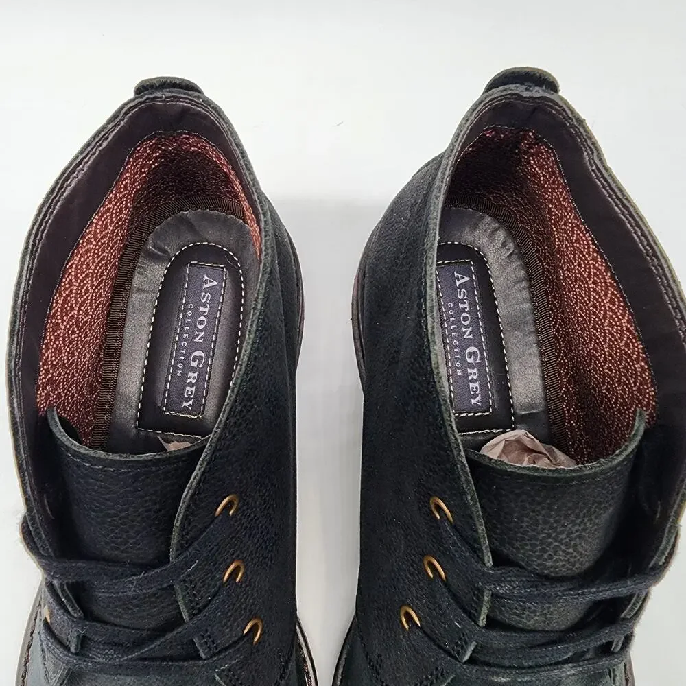 Aston Grey Khanov Chukka‎ Boots Men's 11 Black Leather Lace-up